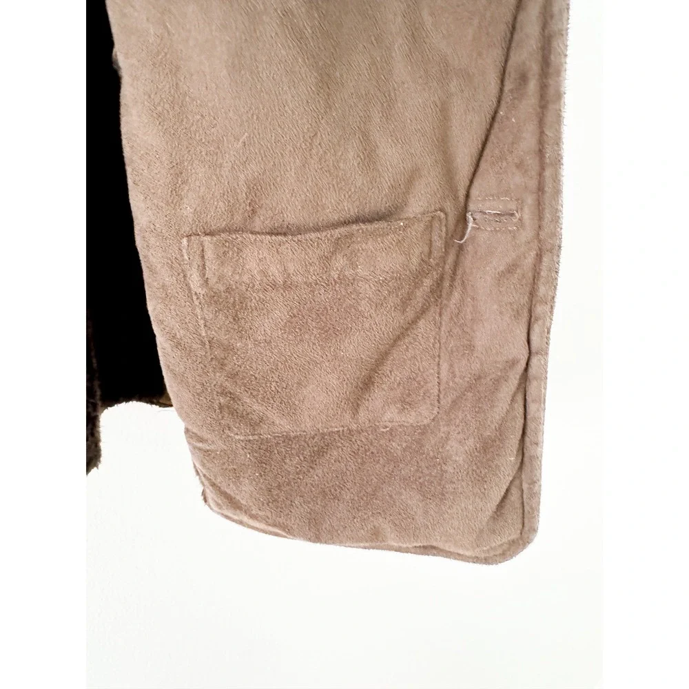 Armani Exchange AX Mens Suede Faux Fur Lined Blazer Jacket Brown Large‎